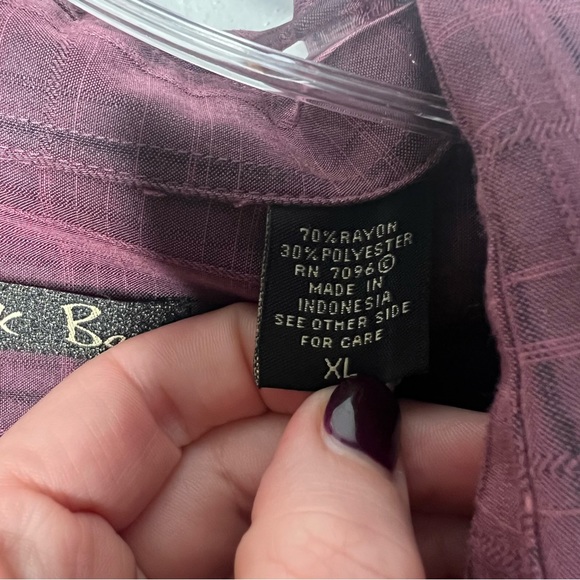 Batik Bay Shirt, Men's Size XL, Red, Button Up Long Sleeve Dress Shirt Plaid. - Picture 6 of 7